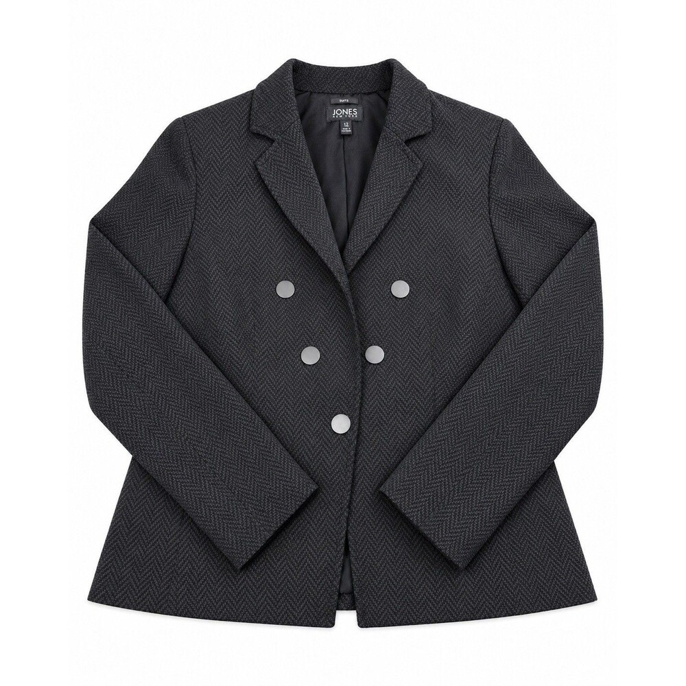 Jones New York Gray Herringbone Skirt Suit 12 Office Siren Corporate Chic - Picture 11 of 16